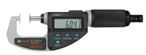 Micrómetro Digital para Exteriores QuickMike, Intervalo de 0-15 mm, Fuerza de Medición de 0.5 a 2.5 N, Con Salida de Datos - Herramental