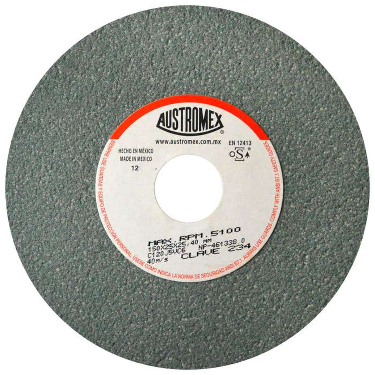 Rueda abrasiva para rectificado de tipo 1, 6 pulg X 1 pulg X 1 pulg de grano 120