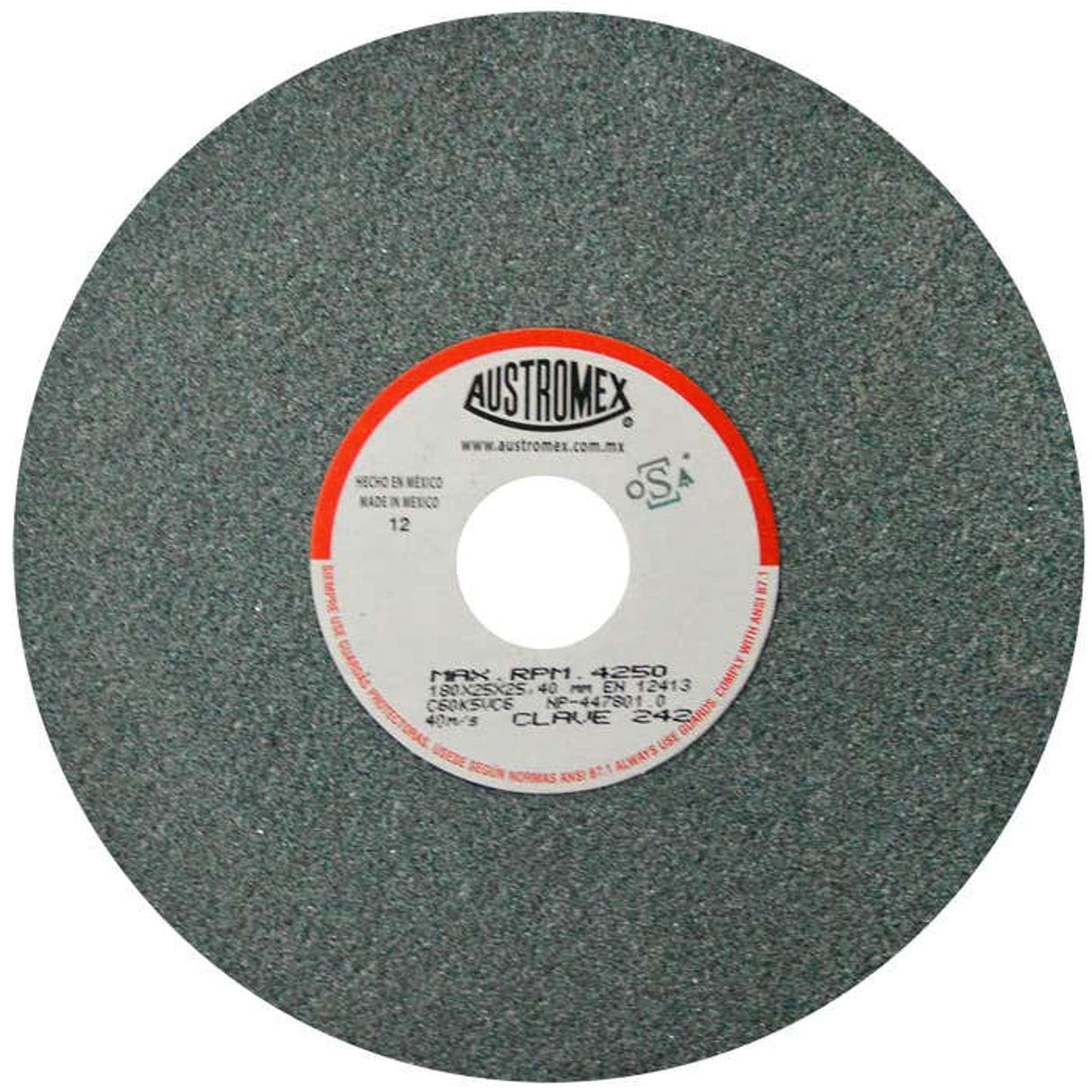 Rueda abrasiva para rectificado de tipo 1, 7 pulg X 1 pulg X 1 pulg de grano 60 Austromex