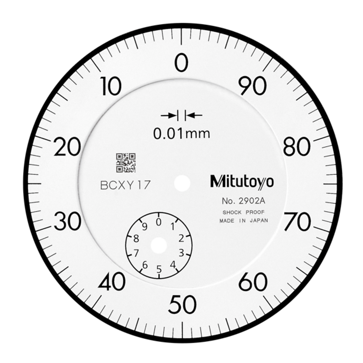 Indicador de carátula, tapa con oreja, Tipo ISO carátula de lectura inversa, 10mm, 0,01mm Mitutoyo