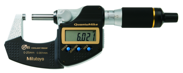 Micrómetro Digital para Exteriores QuantuMike, Intervalo de 0-25 mm, Fuerza de Medición de 7 a 12 N, Con Salida de Datos - Herramental