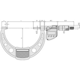 Micrómetro Digital para Exteriores A Prueba de Refrigerantes, Intervalo de 125-150 mm, Fuerza de Medición de 5 a 10 N, Con Salida de Datos