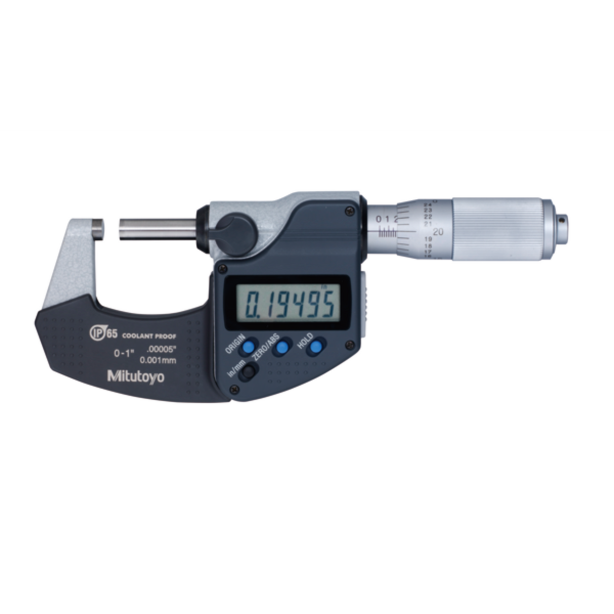 Micrómetro Digital para Exteriores A Prueba de Refrigerantes, Intervalo de 0-1 pulg, Fuerza de Medición de 7 a 12 N, Con Salida de Datos