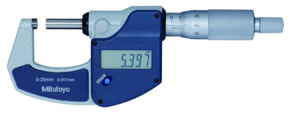 Micrómetro Digital para Exteriores Digimatic de 0-25 mm, Fuerza de Medición de 5 a 10 N, Sin Salida de Datos - Herramental
