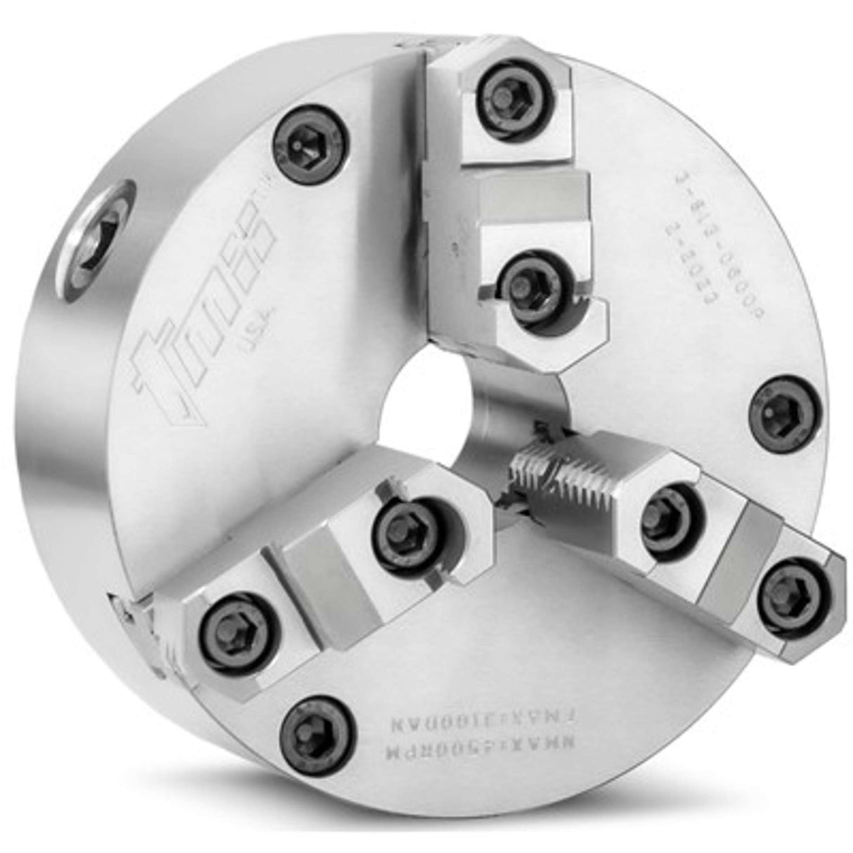 Chuck universal 6", 3 mordazas respaldo plano made in usa