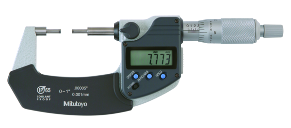 Micrómetros Digimatic con Topers Delgados  IP65 pulg/mm, 0-1 pulg, 3mm Cara de medición - Herramental