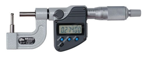 Micrómetro de tubo digital IP65, pulg/mm Husillo plano de tope esférico, 0-1 pulg - Herramental