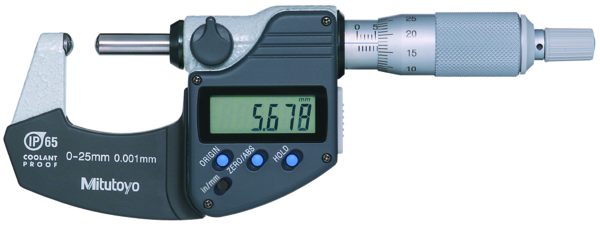 Micrómetro Digimatic para tubos  esférico  Tope /husillo pulg/mm, 0-1 pulg, IP65 - Herramental
