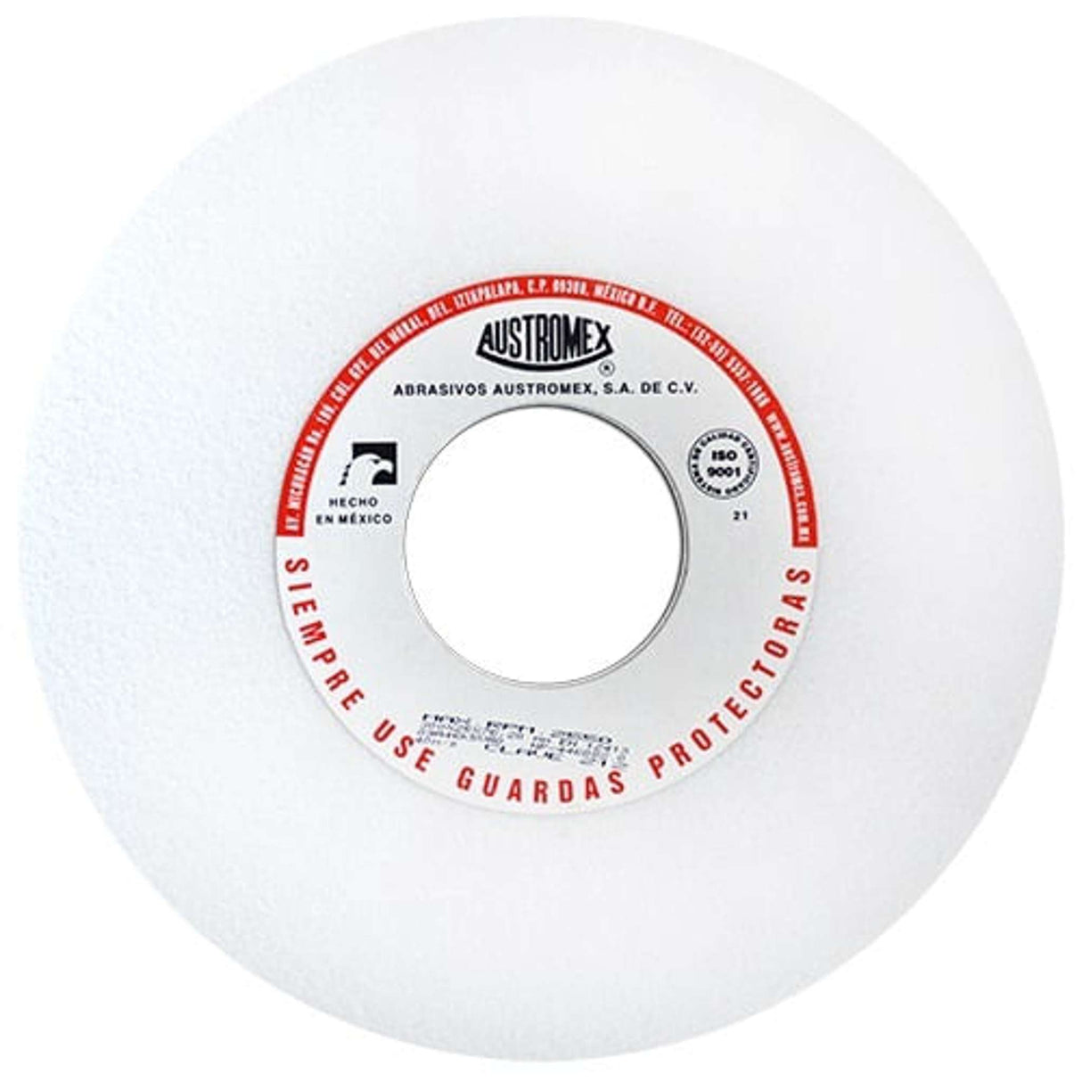 Rueda vitrificada blanca,Espesor 1",Diámetro 12",Grano 46Barreno 3", dureza K Abrasivos Especiales
