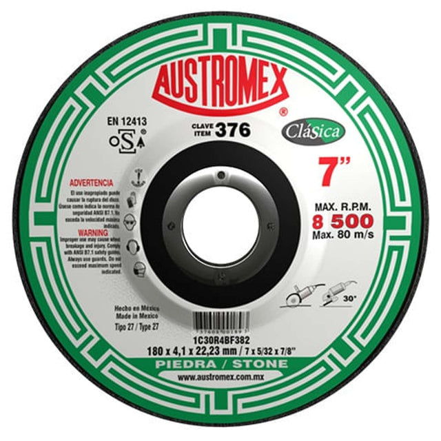 Disco de desbaste y corte,Espesor 5/32",Diámetro 7",Grano Barreno 7/8" Abrasivos Especiales