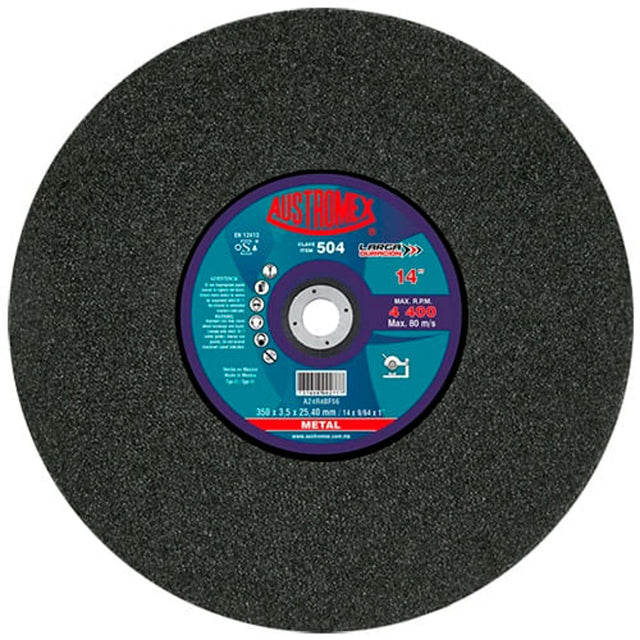 Disco metalografico,Espesor 9/64",Diámetro 14", Barreno 1" Abrasivos Especiales