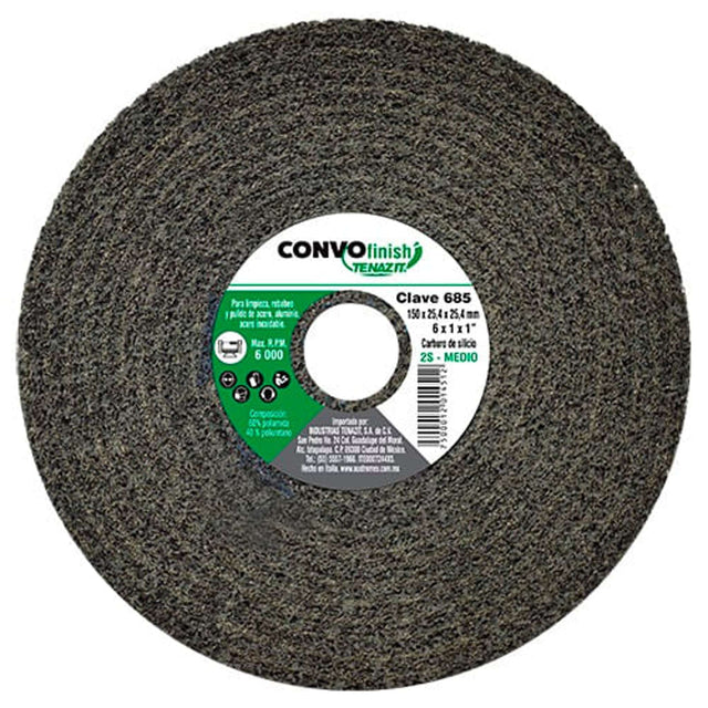RUEDA CONVO T-1, 6 X 1 X 1 PULIDO METAL -2SM Abrasivos Especiales