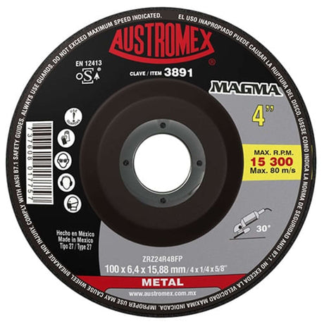 DISCO DE DESBASTE,Espesor 1/4",Diámetro 4" Abrasivos Especiales
