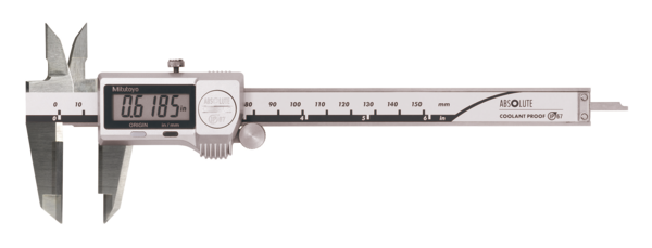 Calibrador ABS digital a prueba de refrigerante IP67  pulg/mm, 0-8 pulg, Rodillo para el pulgar, puntas de carburo - Herramental
