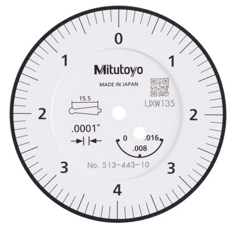 Indicador de carátula tipo palanca, Horiz. Cara de 20° 0,016 pulg, 0,0001 pulg, 4/9,52mm Vástago,base