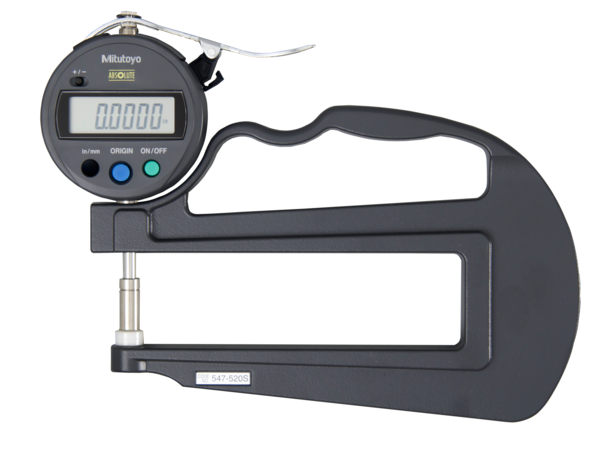 Medidor de espesor digital ABS con ID-S pulg/mm, 0-0,47 pulg, 0,0005 pulg, 4,72 pulg Arco - Herramental