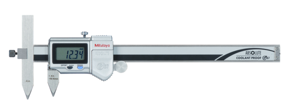 Calibrador digital ABS de centros con punta ajustable pulg/mm, 0,404-6,4 pulg, IP67, Rodillo  para el pulgar - Herramental