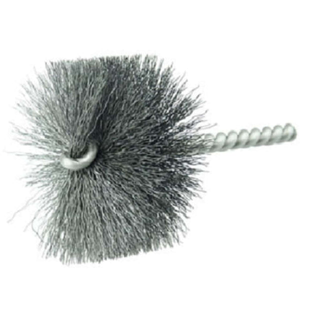 Cepillo en tubo Acero Espiral simple 3.5" de longitud, 2 1/4" de Diámetro, 0.008" de Diámetro de Cerda Weiler