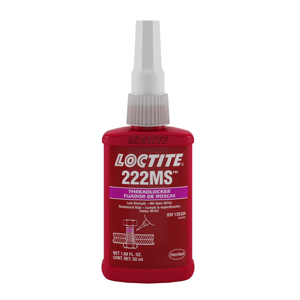 Fijador de Tornilleria LOCTITE® 222MS de Resistencia Baja, Color Morado, en presentación de 50 ml