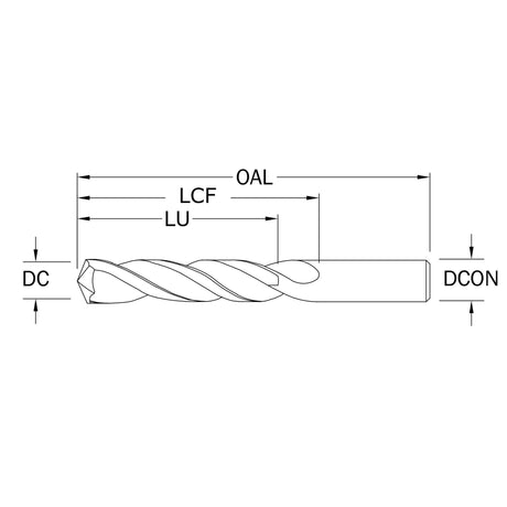 Broca de Propósito General 1/4 pulg, 150°, con Recubrimiento de Ti-NAMITE-A (AlTiN) SGS