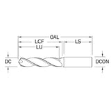 Broca de Alto Rendimiento Diám. 3.70mm, 3 Flautas, Recubriemiento de Ti-NAMITE-B (TIB2) SGS