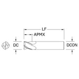 Cortador Vertical de Propósito General, Diam. 1/2 pulg, 4 Flautas, Punta Plana