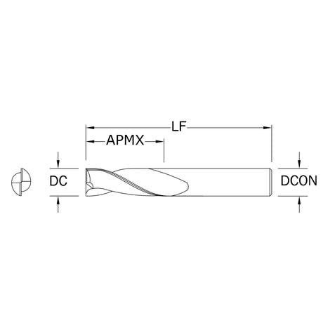 Router de Propósito General Diam.Cte. 1/2 pulg, 2 Flautas Punta Plana SGS