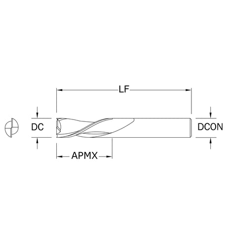 Router de Propósito General Diam.Cte. 1/4 pulg, Long.Cte. 1 pulg, 2 Flautas Punta Plana SGS