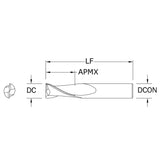Cortador Vertical de Propósito General, Diam. 1/16 pulg, 2 Flautas, Punta Plana SGS