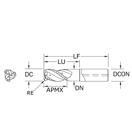Cortador Vertical de Alto Rendimiento para Aluminio, Diam. Cte. 5/8 pulg, 3 Flautas, Rompevirutas