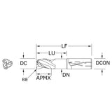 Cortador Vertical de Alto Rendimiento para Aluminio, Diam. Cte. 3/4 pulg, 3 Flautas, Rompevirutas SGS