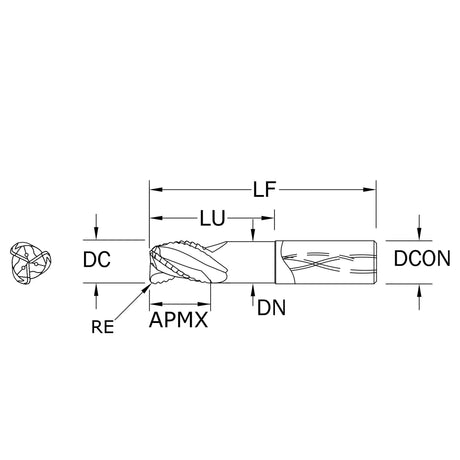 Cortador Vertical de Alto Rendimiento para Aluminio, Diam. Cte. 3/4 pulg, 3 Flautas, Rompevirutas SGS