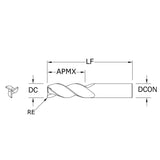 Cortador Vertical de Alto Rendimiento para Aluminio, Diam. Cte. 1/8 pulg, 3 Flautas, Radios en Esquina