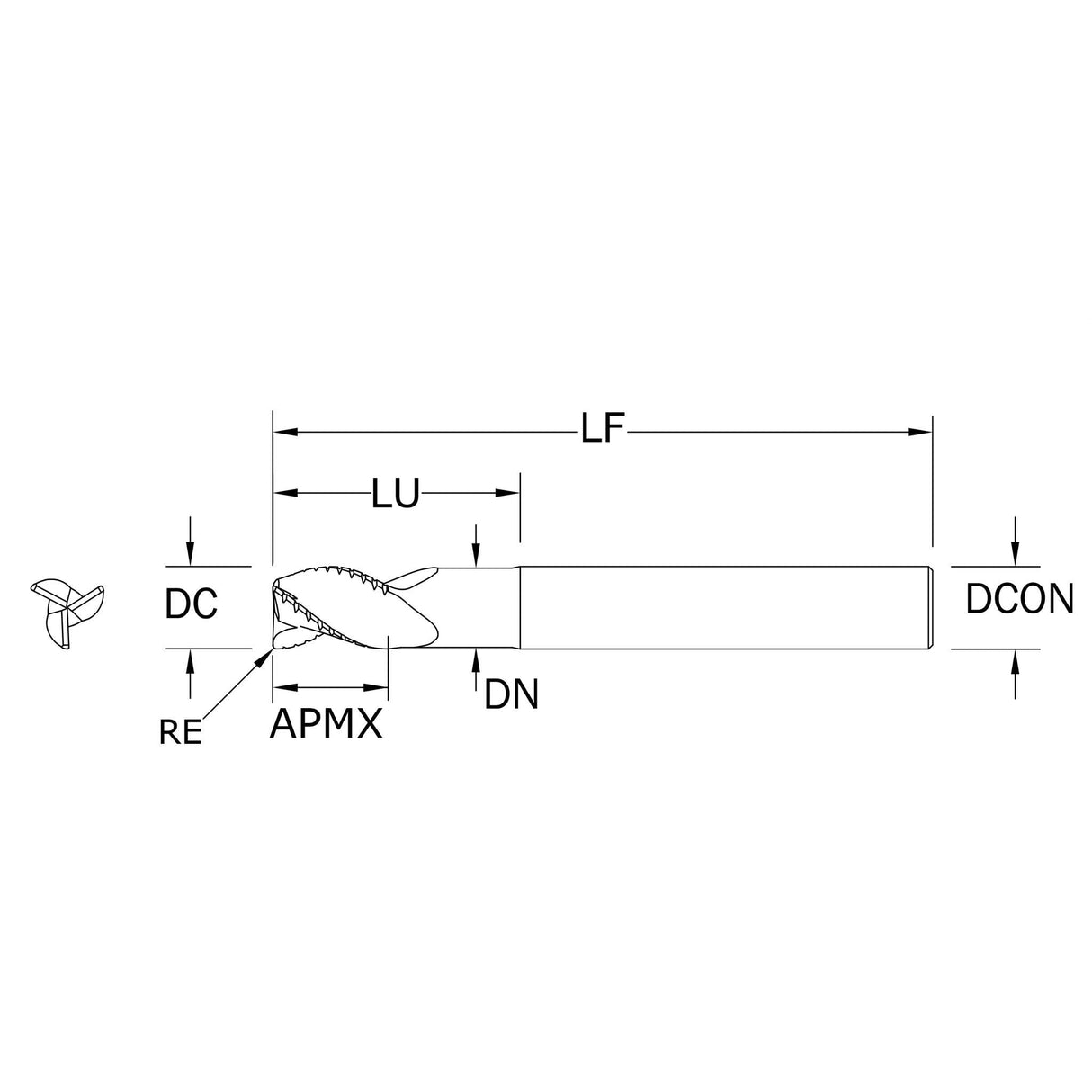 Cortador Vertical de Alto Rendimiento para Aluminio, Diam. Cte. 5/8 pulg, 3 Flautas, Rompevirutas SGS