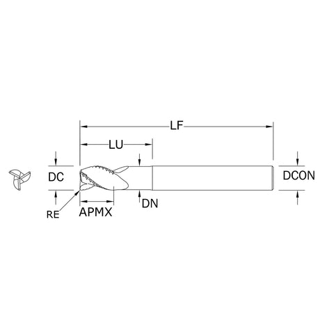 Cortador Vertical de Alto Rendimiento para Aluminio, Diam. Cte. 5/8 pulg, 3 Flautas, Rompevirutas SGS