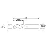 Cortador Vertical de Alto Rendimiento para Aluminio, Diam. Cte. 12 mm, 3 Flautas, Punta Plana