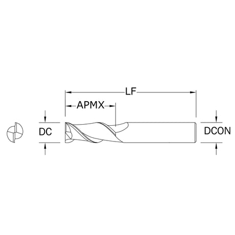 Cortador Vertical de Alto Rendimiento para Aluminio, Diam. Cte. 16 mm, 2 Flautas, Punta Plana