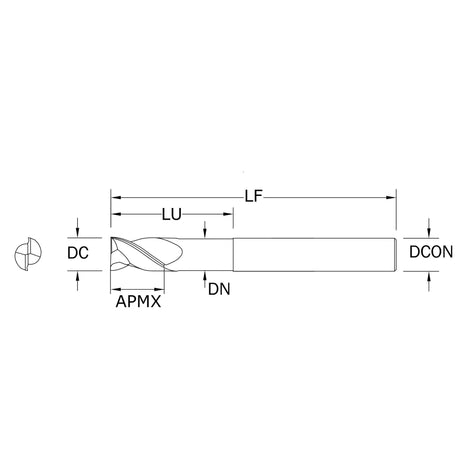 Cortador Vertical de Alto Rendimiento para Aluminio, Diam. Cte. 1/2 pulg, 2 Flautas, Punta Plana SGS