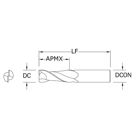 Cortador Vertical de Alto Rendimiento para Aluminio, Diam. Cte. 8 mm, 2 Flautas, Punta Plana SGS