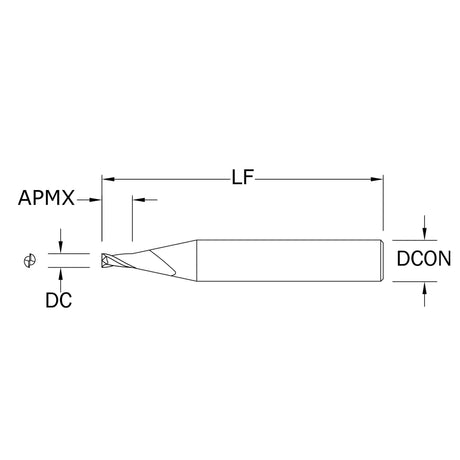 Micro Cortador Vertical, Diam. Cte. 0.5 mm, 2 Flautas, Punta Plana SGS