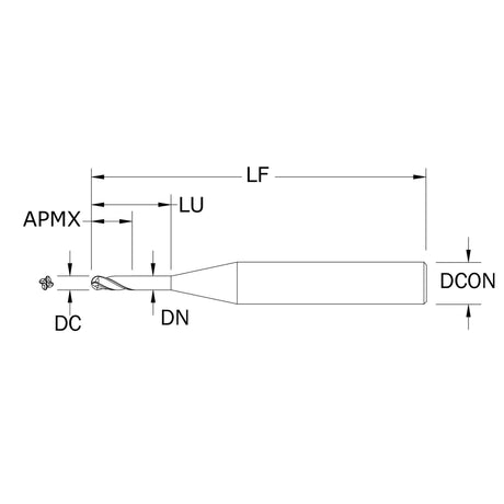 Micro Cortador Vertical, Diam. Cte. 0.0400 pulg, 4 Flautas, Punta Bola