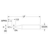 Micro Cortador Vertical, Diam. Cte. 0.0780 pulg, 4 Flautas, Punta Plana