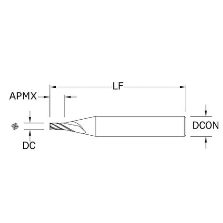 Micro Cortador Vertical, Diam. Cte. 0.6 mm, 4 Flautas, Punta Plana SGS