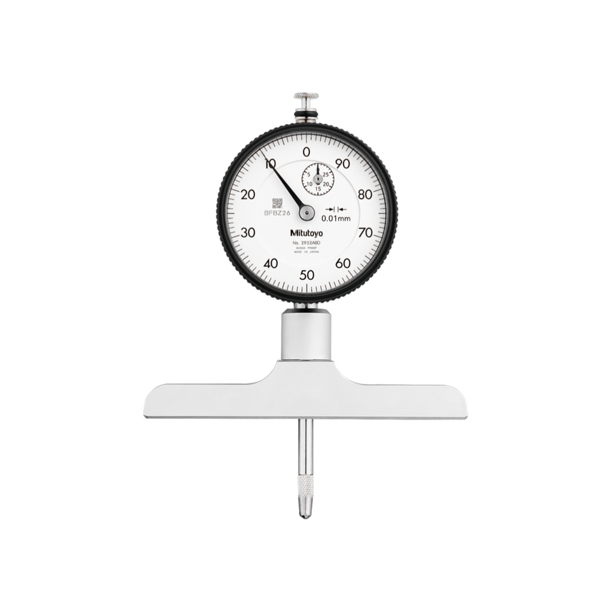 Medidor de profundidad con indicador de carátula 0-210mm, punta de contacto de bola, 101,6mm Base