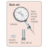 Indicador de carátula tipo palanca, Tipo horizontal 0,2mm, 0,002mm, 8mm Vástago